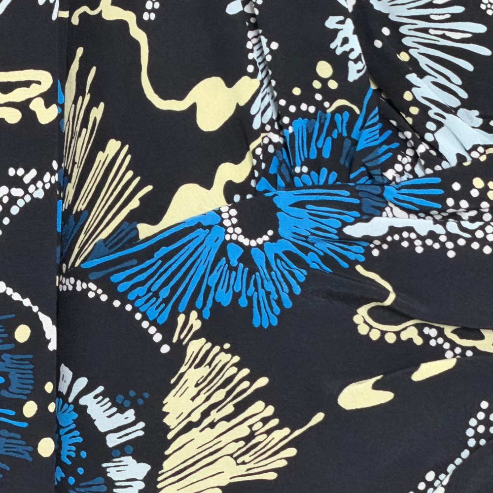 ALC Silk Mini Dress Floral VNeck Ruched Black Blue Long Sleeve Cocktail Sz 4 NWT - Picture 13 of 16